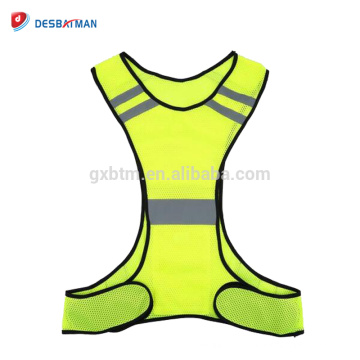 100% poliéster amarelo de alta visibilidade segurança reflexiva colete noite correndo roupa de segurança cintura ajustável